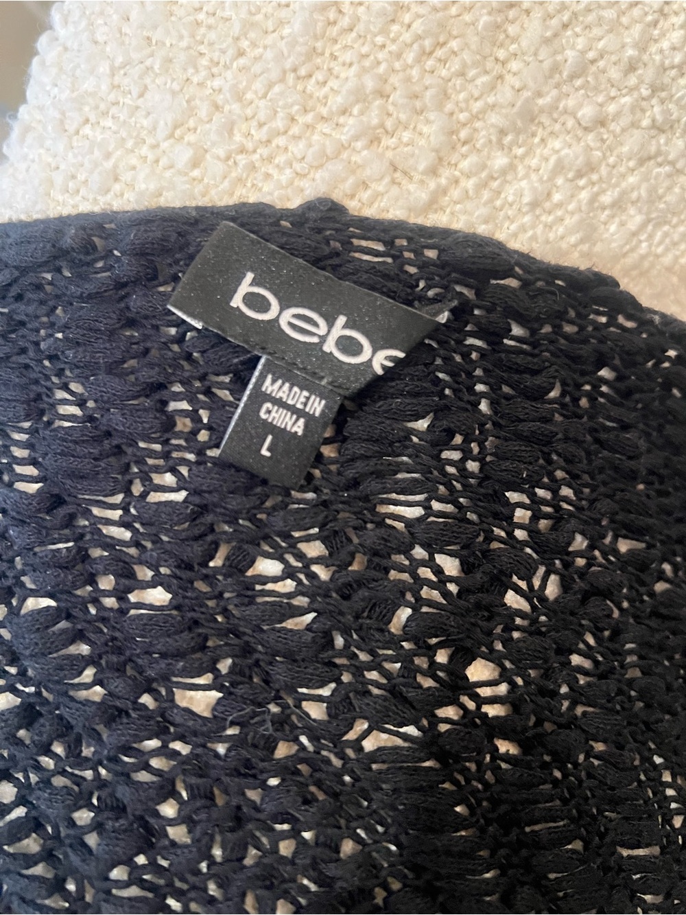 Vintage bebe Black Open-Knit Lightweight Sweater Shrug